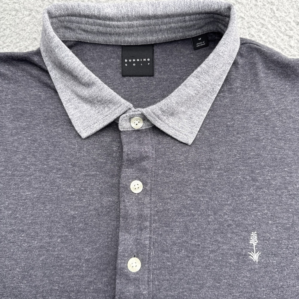 Dunning Golf Polo Shirt Mens Medium S/S Gray Performance Stretch Poly Cotton